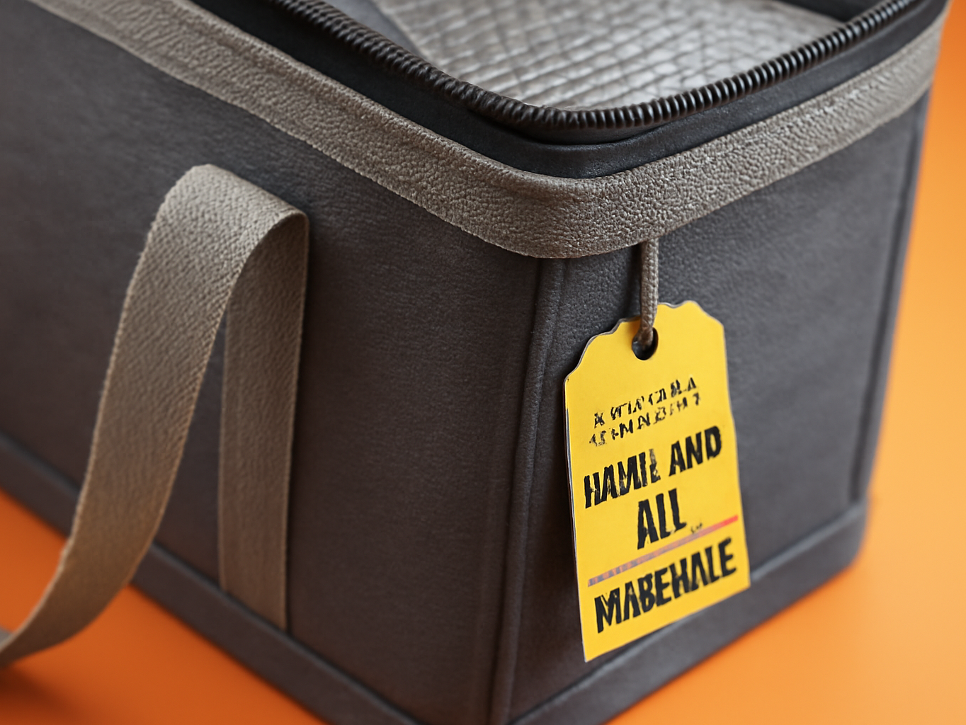 Macro close-up of the XL insulated bag's rigid base insert and detailed stitching