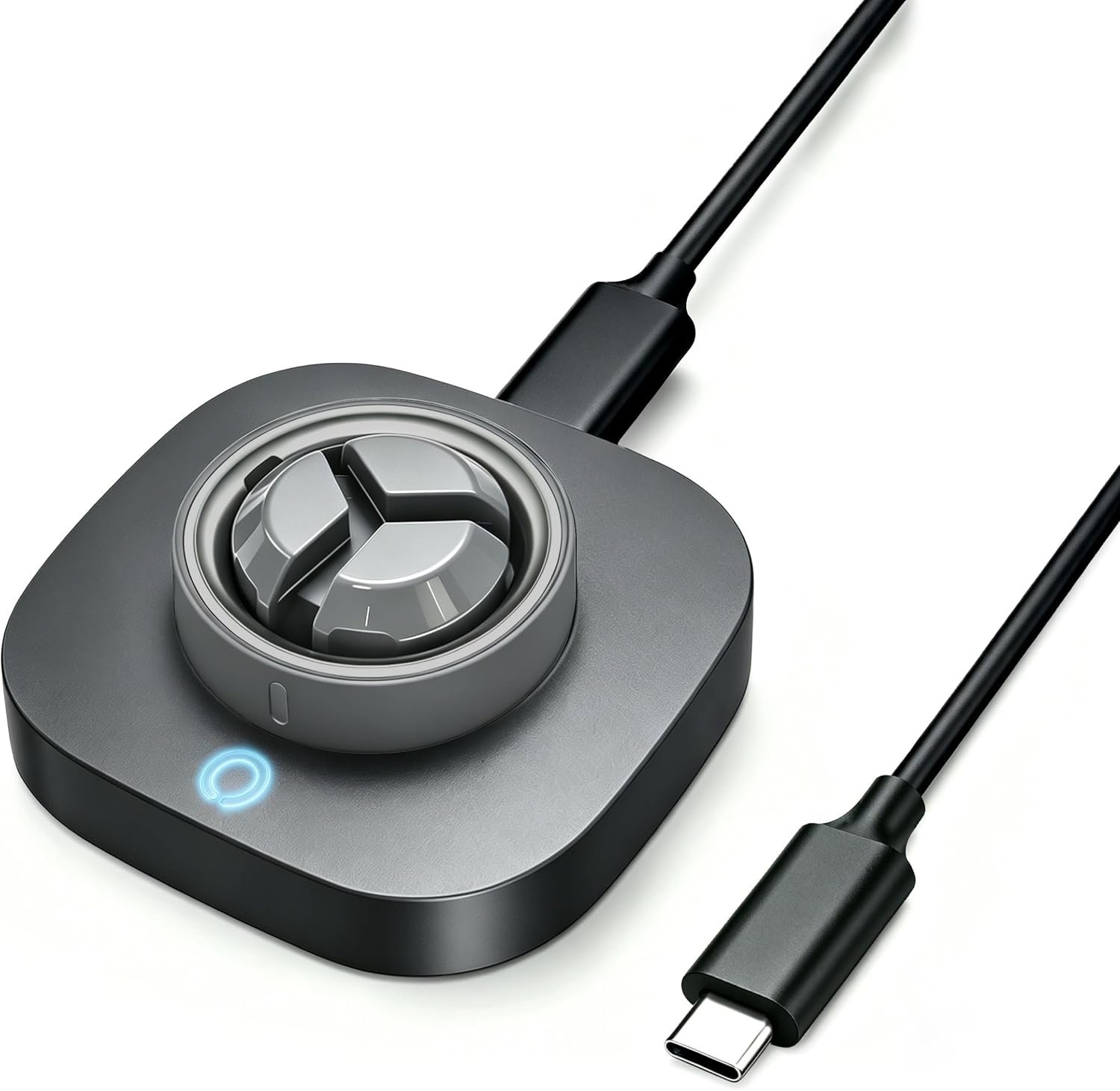 Oura Ring Gen 4 charger on a nightstand in a bedroom setting with lamp and phone nearby