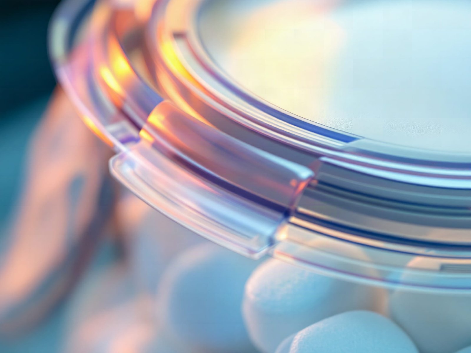 Macro close-up of HomePekite laundry pod container lid and rim with shallow depth of field