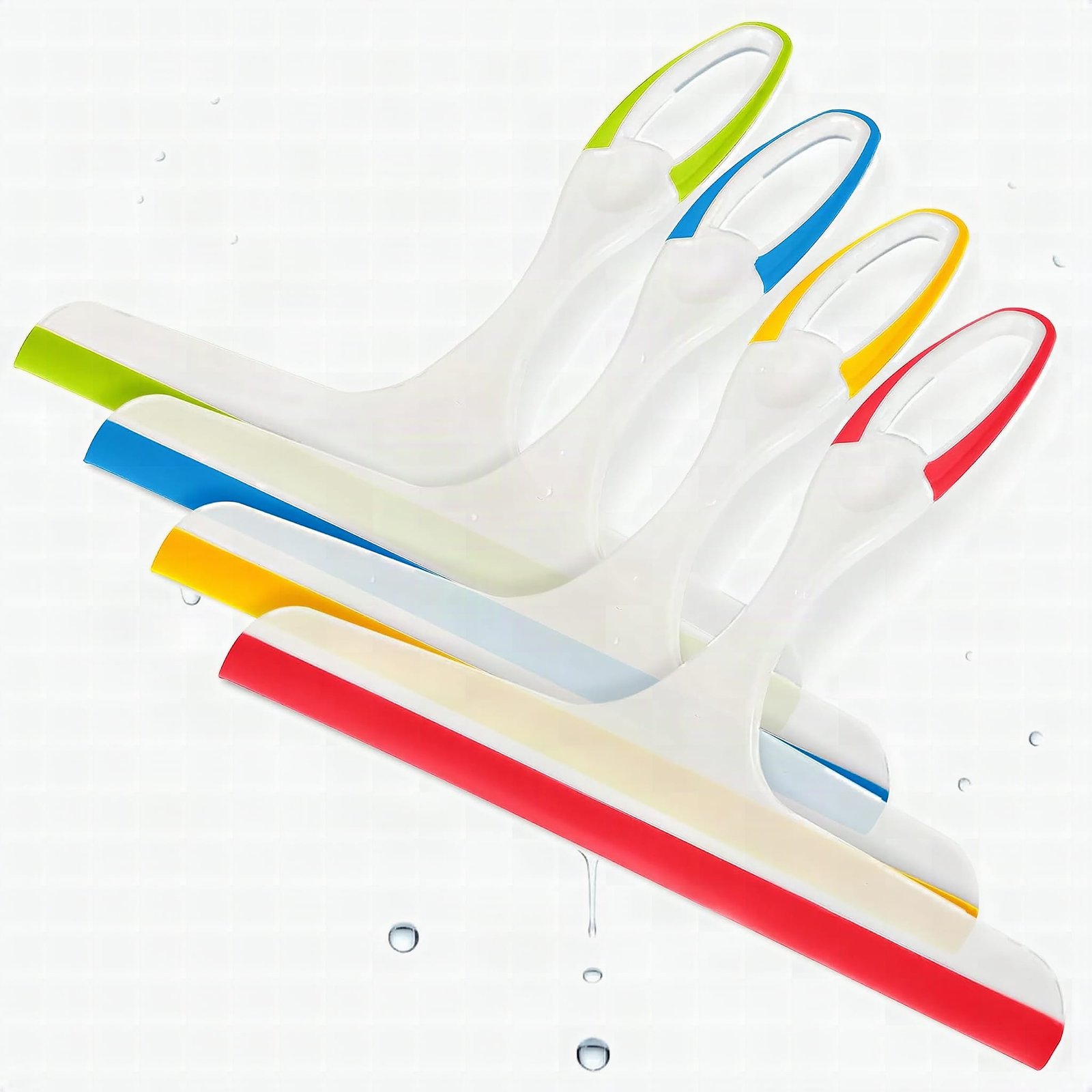 Macro close-up of ALPENKOK squeegee blade edge with water droplets, shallow depth of field