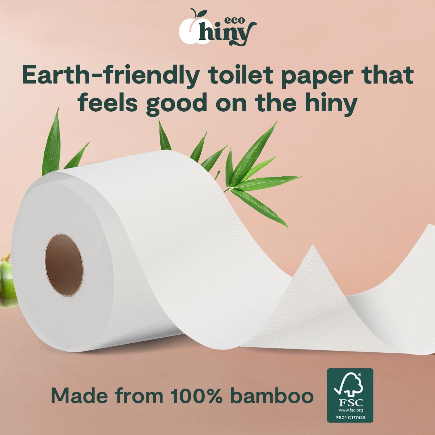 Sealed ecoHiny 6-pack box on a bathroom shelf with plants and home decor surrounding it
