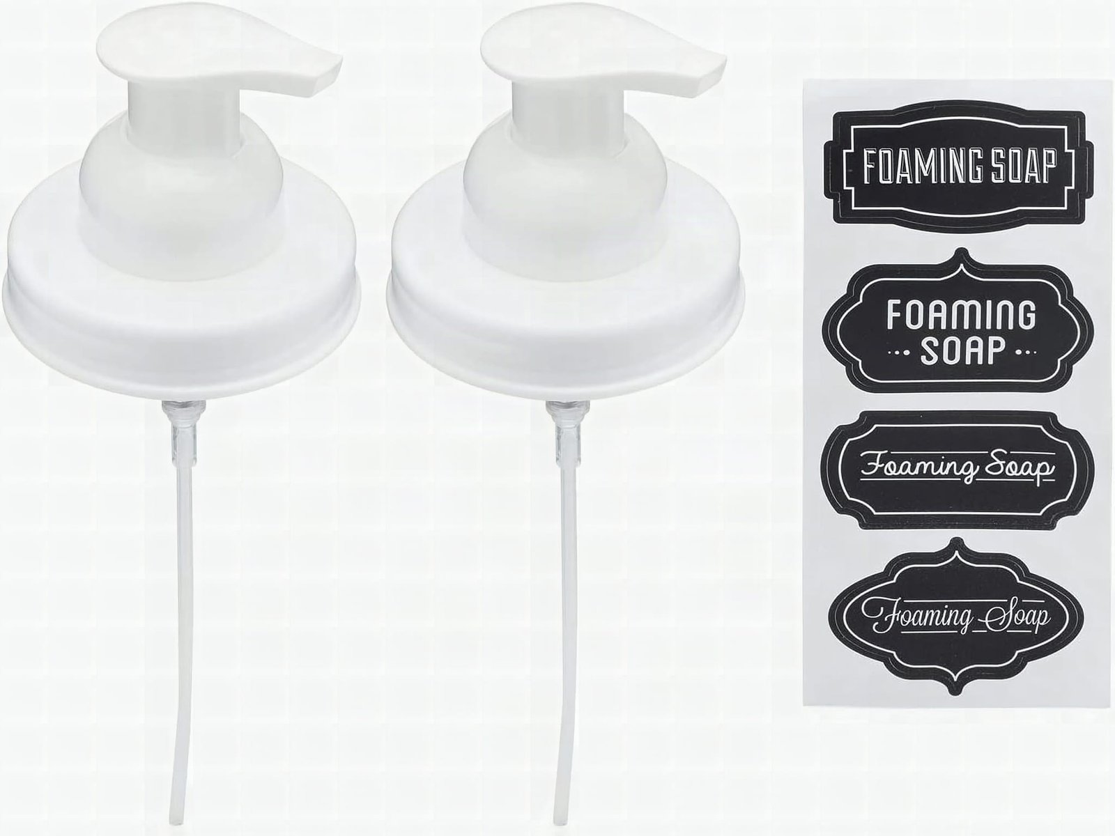 Macro close-up of black foaming soap dispenser lid pump mechanism dispensing foam