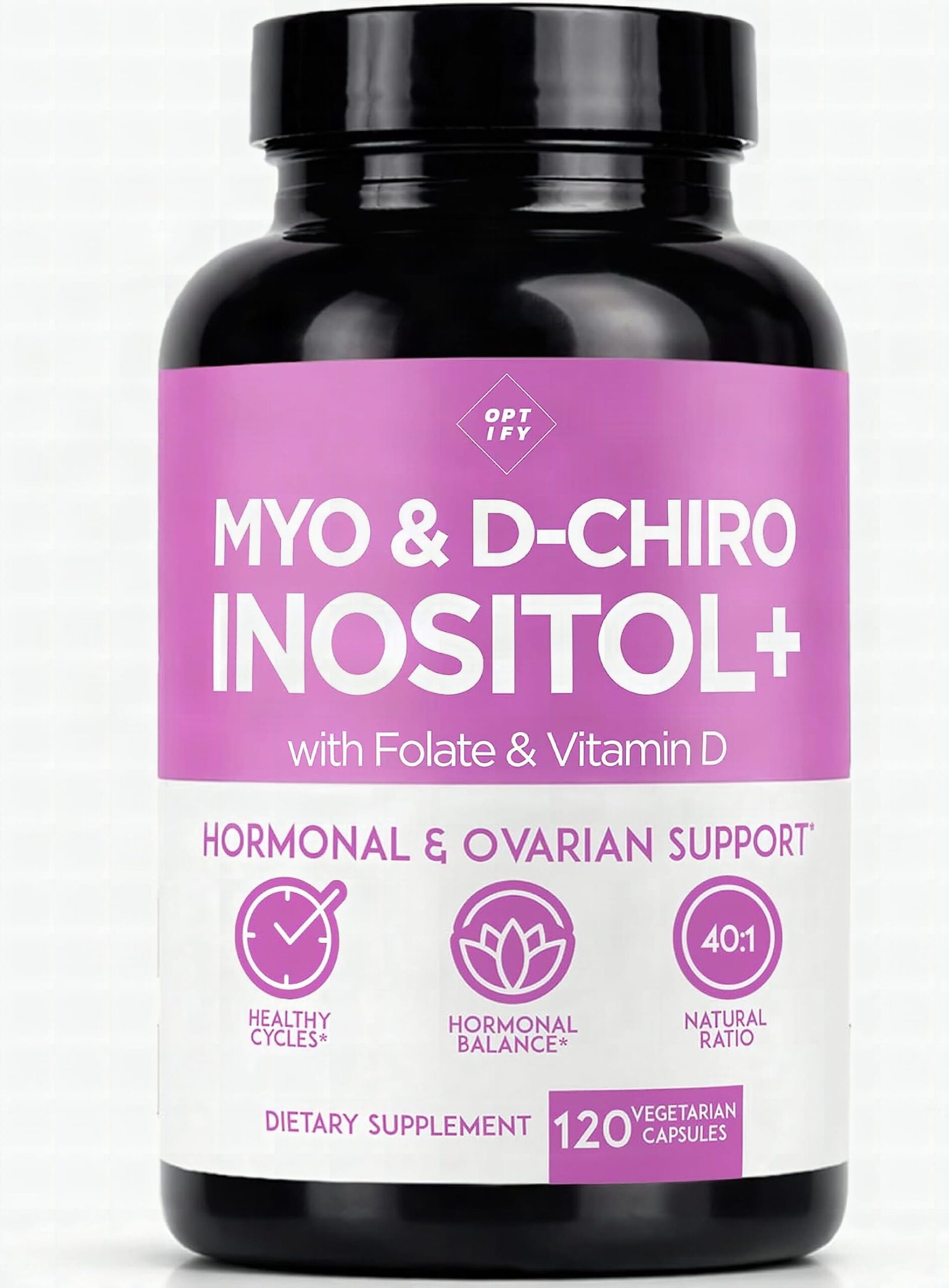 Macro close-up of a single Optify Myo-Inositol caplet with shallow depth of field against a soft blurred background