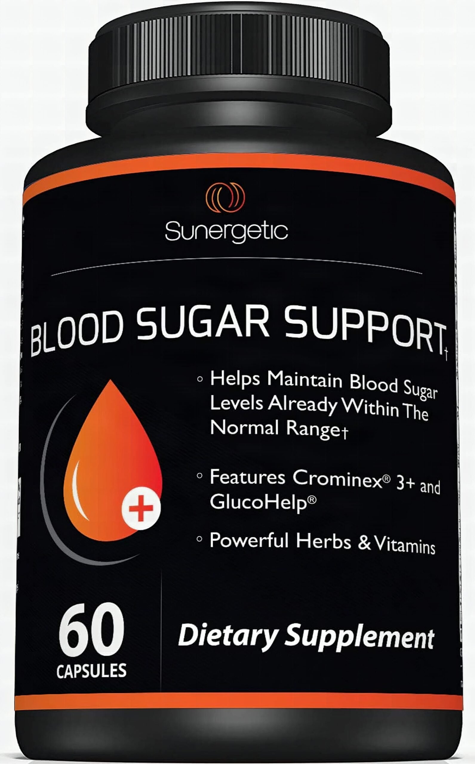 Two blood sugar support capsules in macro close-up on black stone with studio lighting