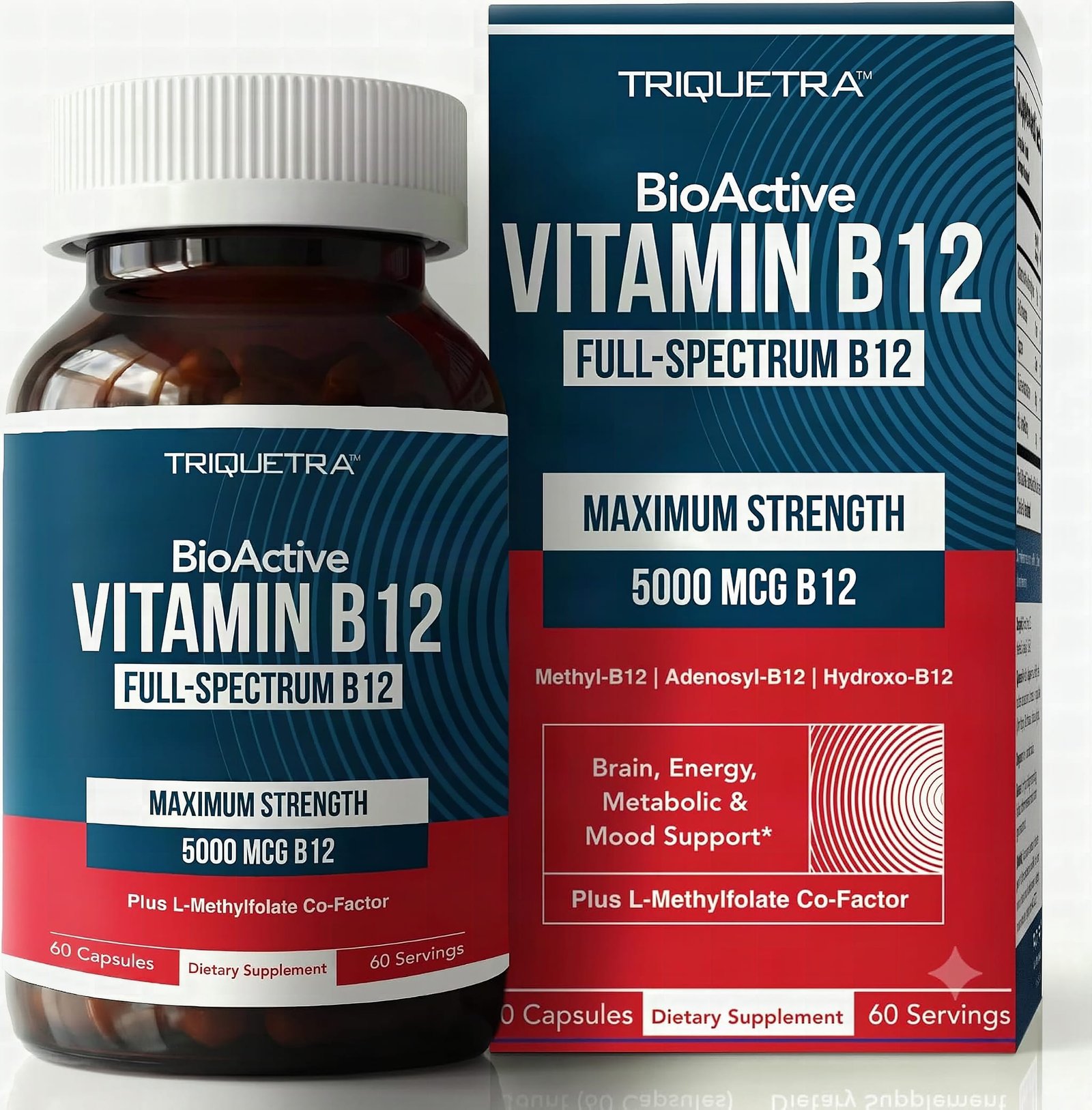 Macro close-up of B12 5000mcg methylcobalamin tablets with sharp crystal detail and shallow focus